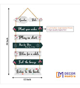 Garden Quote Wooden Wall Hanging for Home Decor | Decorative Items for Balcony | Wooden Wall Decoration for Outdoor Decorative Garden | Modern Artworks (WH_7001N), Set of 7 - Decor Mantra